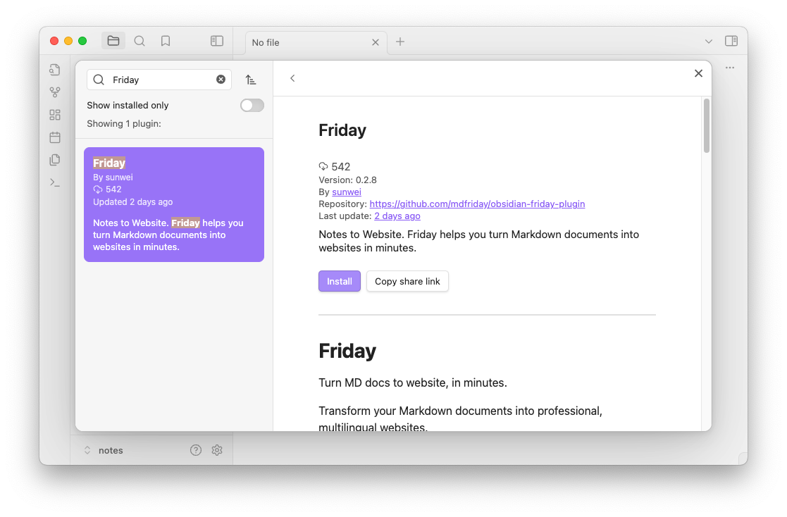 Install Friday Plugin